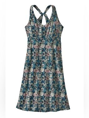Patagonia Dress Magnolia Spring  Floral Print Navy Jersey Shelf Bra No Shorts S